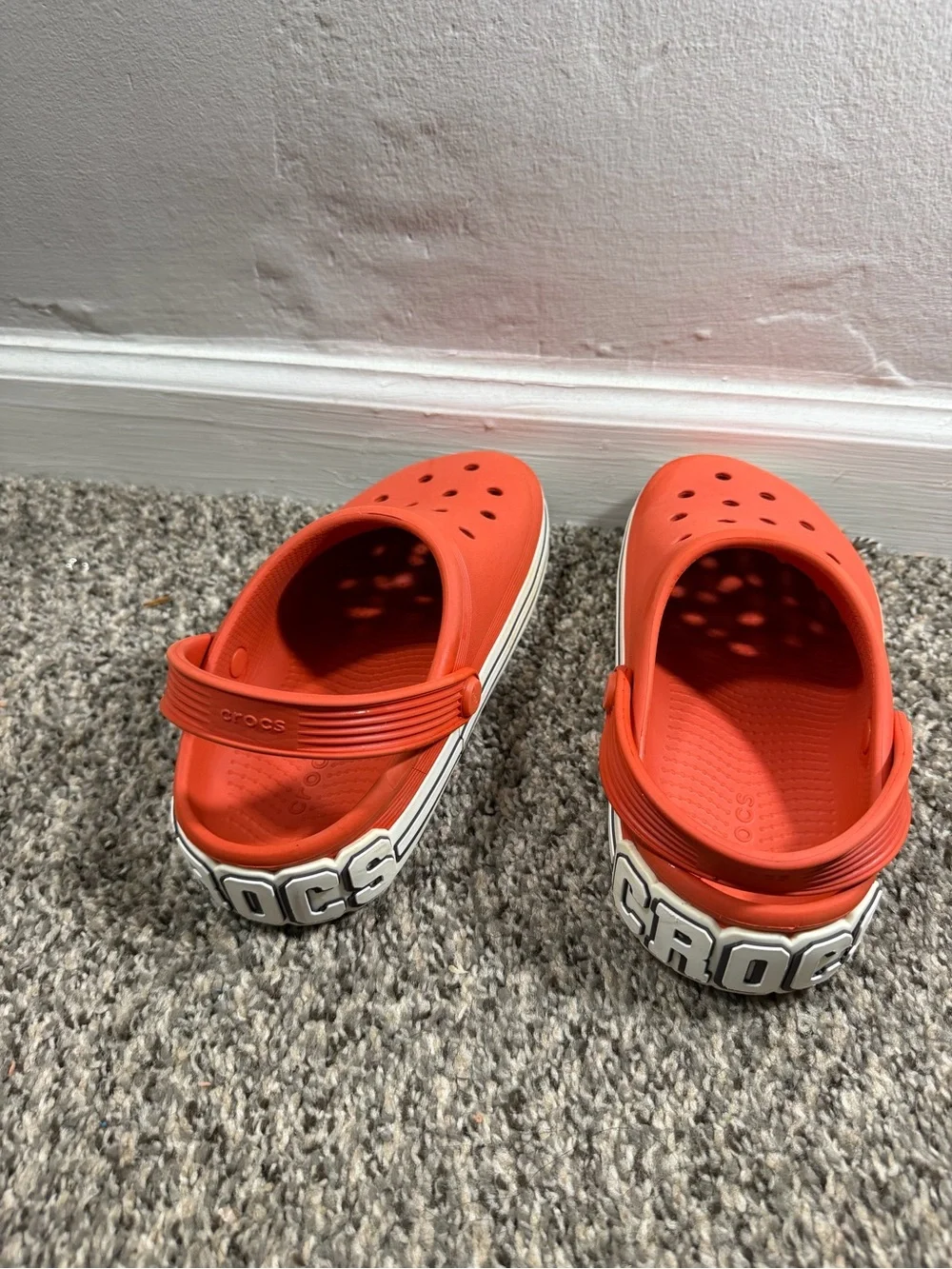CROCS Kids' Coral Orange Classic Clogs with Heel Strap